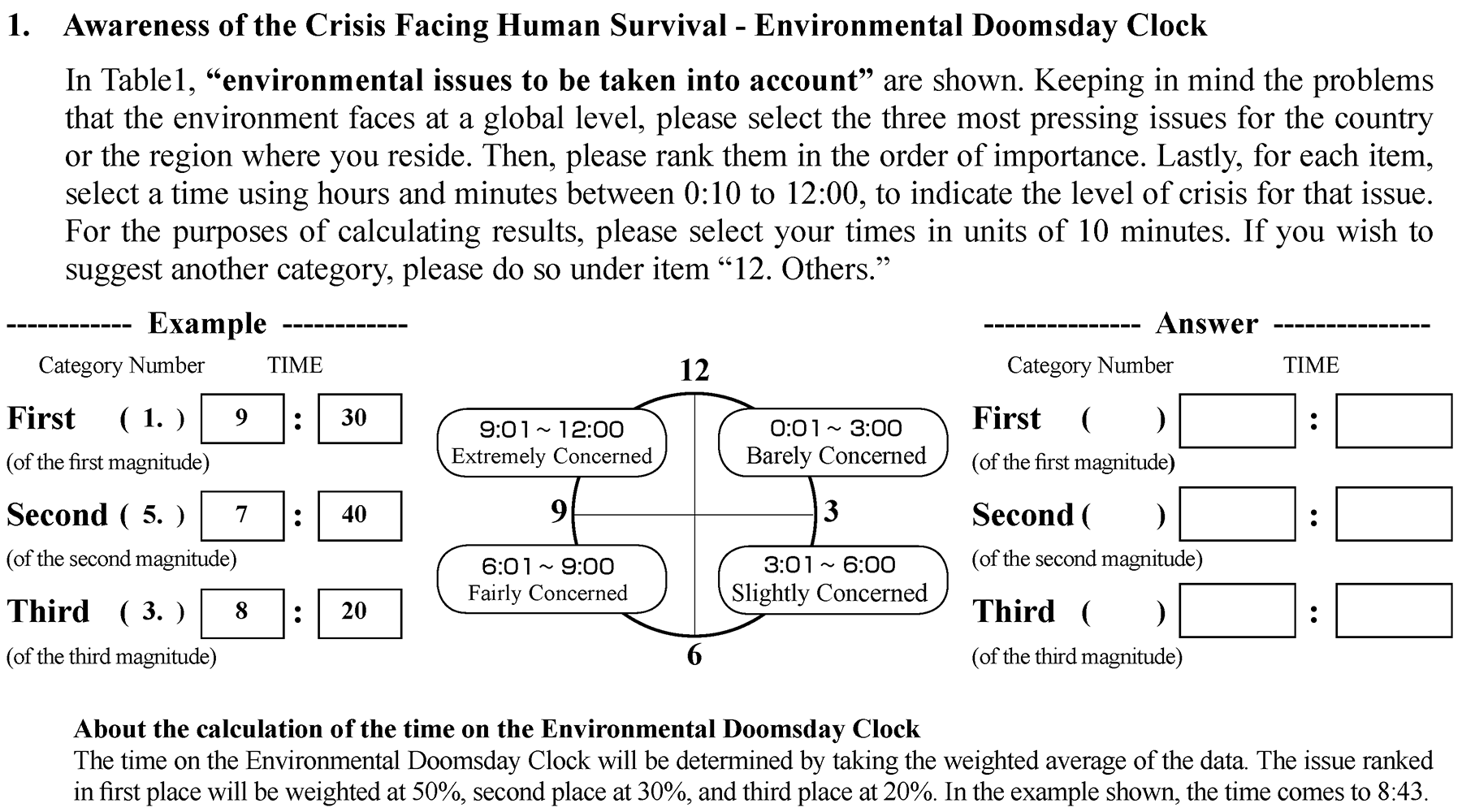 Fig. 4 The standard question asking about the "crisis time"