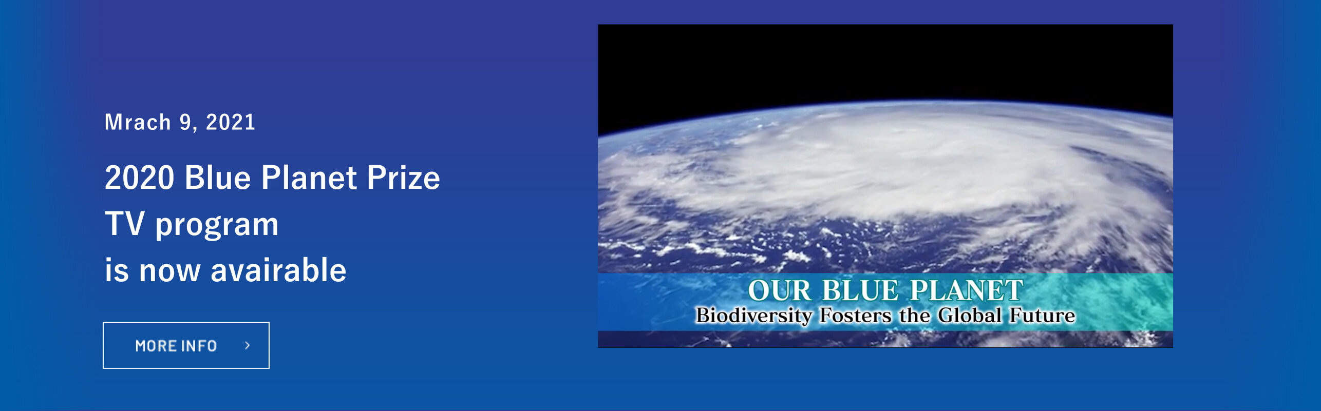 TV program, Our Blue Planet, featuring 2020 Blue Planet Prize winners, is now available on our website