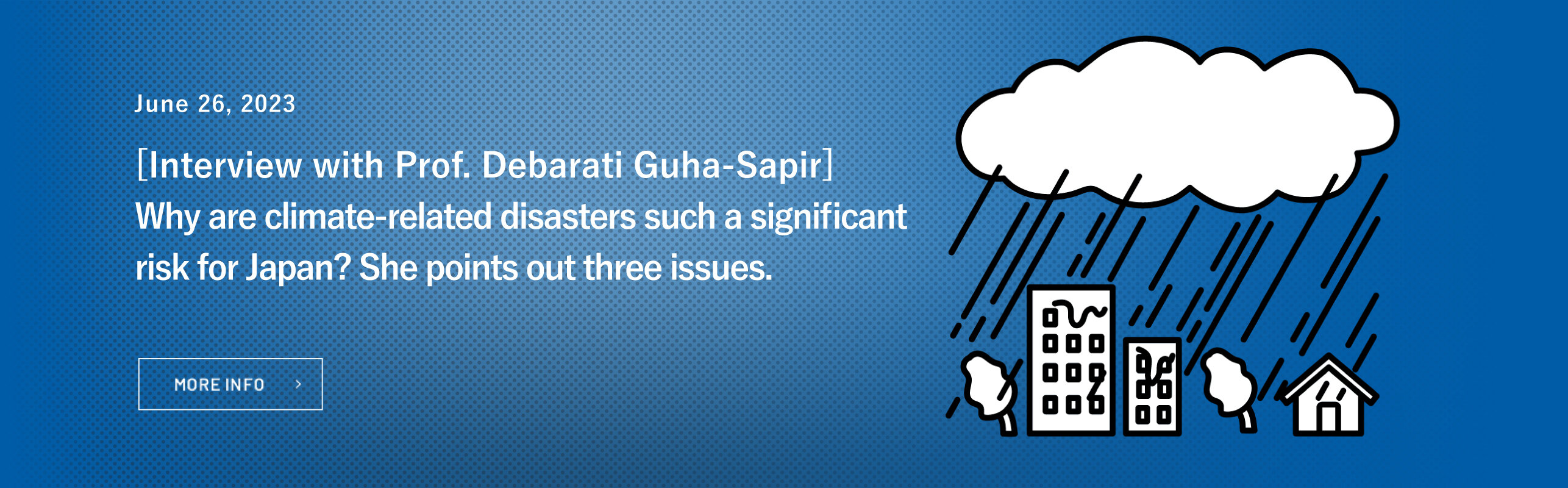 Why are climate-related disasters such a significant risk for Japan? She points out three issues.