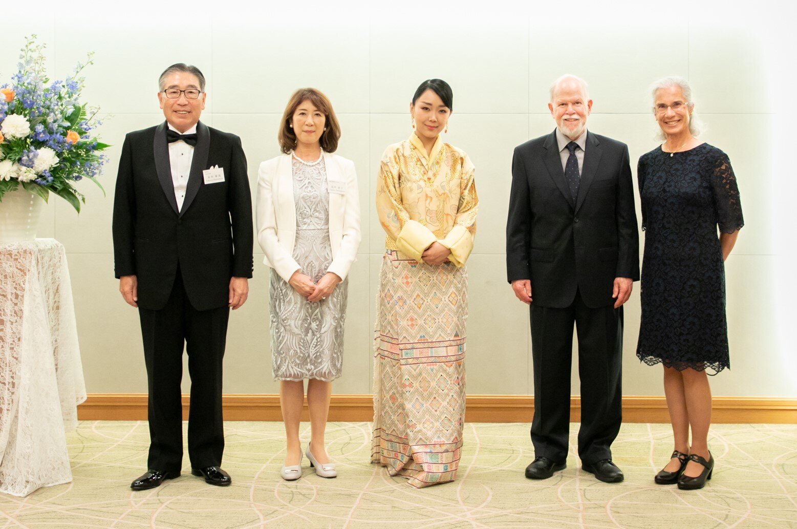 HRH Princess Sonam (center), Professor Stephen Carpenter (another 2022 Blue Planet Prize winner) and Ms Carpenter (right); and Chairman of the Foundation, Mr. Shimamura and Ms Shimamura (left), at the reception on October 4, 2022